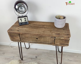 Vintage TV-Board aus recycelten Europaletten mit Schublade Hairpin Legs Sideboard Industrie Loft Design LOWBOARD Holz Upcycling Fernsehmöbel