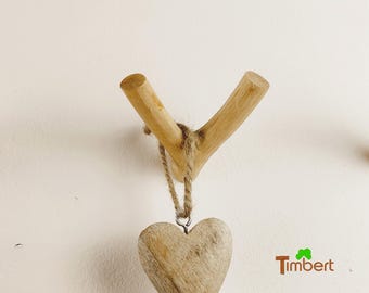 Y-shaped natural hooks made of branch wood • Forest wall hooks for keys & jewelry • Wildwood towel rack for kitchen and bathroom • Natural hooks made of branches