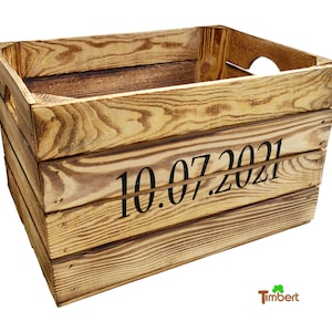 Rustic WOODEN BOX with DATE Personalized Gift Box Wine Box Gift Birthday Wedding Anniversary Wedding Anniversary Wood