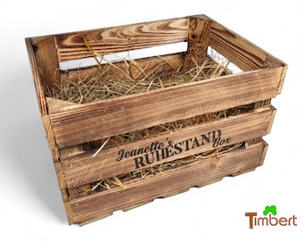 RUHESTAND BOX Geschenk zur Rente Personalisierte Holzkiste Rustikale Bauernkiste Abschiedsgeschenk Arbeitskollegen Pension Genuss-Kiste Holz
