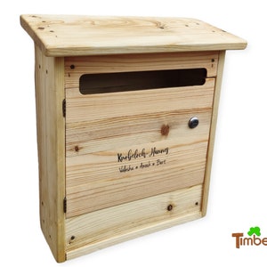 CAJA DE CARTAS fabricada en MADERA MACIZA Rústica Diseño original hecho a mano Buzón de CORREOS Personalizado Sostenible fabricado en madera maciza Con cerradura