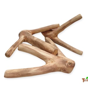 SET OF 3 WALL HOOKS MADE OF KUNT WOOD CLOTHES HOOKS Natural "W" Coat Hooks Wood Branch Sustainable Clothes Hooks Towel Holder Natural Decoration