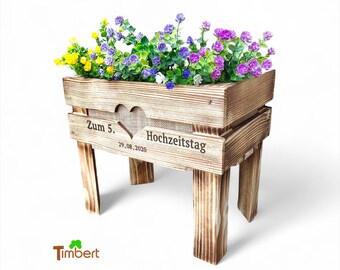 Lit surélevé en bois • Cadeau pour le 5e anniversaire de mariage • Mariage en bois • Jardinière • Mini balcon de jardin • Cadeau anniversaire en bois
