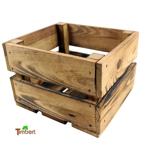 Kleine Rustikale OBSTKISTE geflammte Apfelkiste Vintage Holzkiste Weinkiste Holz Osterkorb Deko Pflanzkasten Übertopf Geschenkkiste Hochzeit