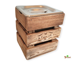 Rustic ORGANIC WASTE BIN made of WOOD and stainless steel COMPOST BIN Organic Waste Compost Trash Can Waste Container Sustainable Gift Kitchen