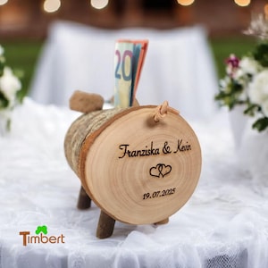 PIGGY BANK made of LOG WOOD as a wedding gift money gift money box wood gift for wedding piggy tree trunk money box money box