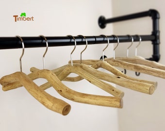 Wild wood clothes hanger made of branch wood clothes hanger natural clothes hook made of oak branches trunk wood rustic wooden wardrobe for children adults