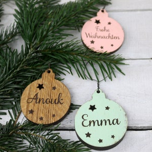 3er SET Vintage WEIHNACHTSKUGELN aus Altholz mit Name PERSONALISIERT Weihnachtsbaum Geschenkanhänger Holz Weihnachten Christbaumkugel Stern