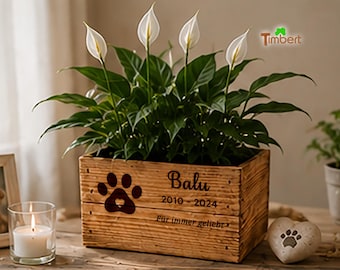 Boîte commémorative pour animaux de compagnie à planter • Pot de fleurs commémoratif pour chiens et chats • Souvenir de cendres • Pot de fleurs commémoratif pour animaux de compagnie • Souvenir en bois pour animaux de compagnie