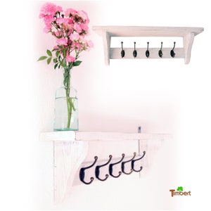 Rustic Wardrobe Vintage Hook bar made from recycled euro pallets old wood Palettenmöbel French country style shabby white gift