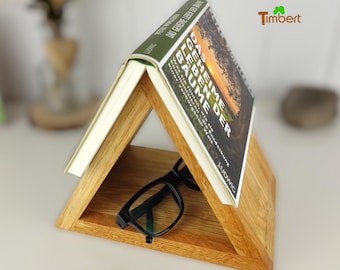 Bedside table book shelf I Wooden book holder I Oak bookmark I Book stand with engraving I Wooden stand for books I Book gift reader