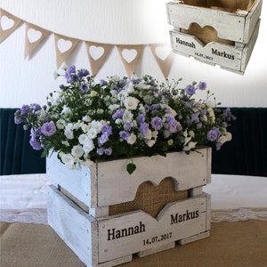 TABLE DECORATION FLOWER BOX Wedding gift Vintage wedding personalized made of wood Rustic FRUIT BOX Gift bride and groom Wooden anniversary