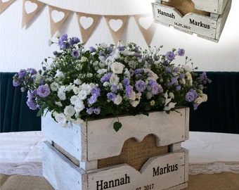 TABLE DECORATION FLOWER BOX Wedding gift Vintage wedding personalized made of wood Rustic FRUIT BOX Gift bride and groom Wooden anniversary
