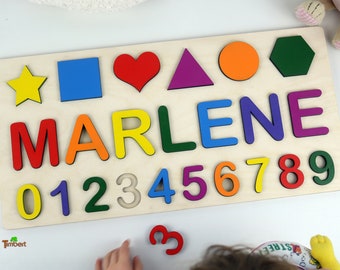 HOLZPUZZLE with NAMES Personalized Plug Puzzle Rainbow Colors Gift 1st 2nd 3rd Birthday Baby Baptism Child Motorik Toy Christmas