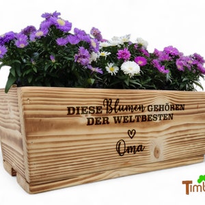 Rustic FLOWER BOX made of solid wood with insert plant box PERSONALIZED gift for GRANDMA birthday garden farmhouse style balcony box