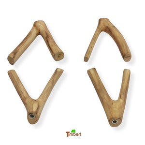 SET OF 4 WALL HOOKS MADE FROM KNOT WOOD Natural Coat Hooks Towel Holder Driftwood Rustic Y Hooks Sustainable Wooden Hooks Coat Hooks Wood