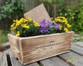 Farewell gift for kindergarten teacher/caregiver • Wooden flower box with engraving • Thank you gift for teacher/caregiver • School/Kindergarten