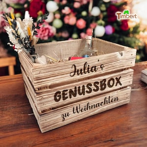 PLEASURE BOX for CHRISTMAS Gourmet Box Gift Box DIY Gift Box Wooden Box Rustic Farmer&#39;s Box Gift Packaging Wooden Box Jute Straw
