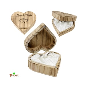 CAJA DE ANILLO RÚSTICA hecha de MADERA Almohada de anillo vintage personalizada con corazón con GRABADO Caja de anillo de boda BoHo Caja de anillo de boda Caja de anillo Cofre de anillo