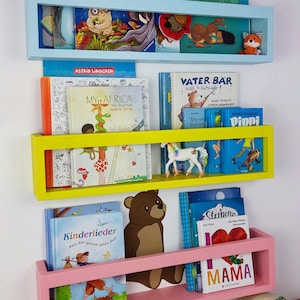 SET of 3 colorful BOOKSHELF for CHILDREN solid wood children&#39;s shelf colorful wall shelf floating wooden shelves storage gift children&#39;s room decoration