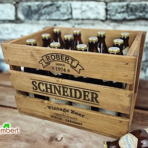 Personalized BEER Crate BIRTHDAY Rustic Wooden Crate Old Drinks Crate Vintage Beer Gift for Him Wooden Beer Box Men Father&#39;s Day