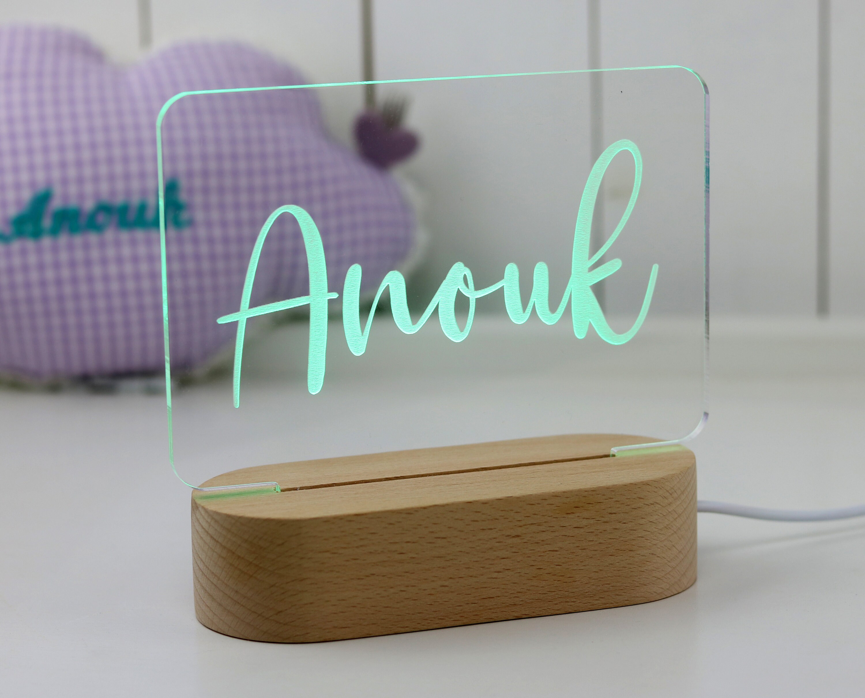 Bambinella® Personalisierte LED Schlummerleuchte Mit Namen – 10,5 X 10,5 X 4 Cm, Handarbeit Aus Deutschland