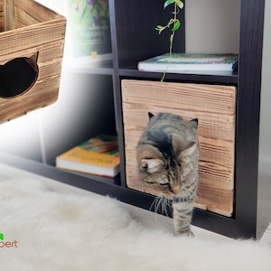 KALLAX CAT CAVE made of solid wood Rustic cuddly cave chest wooden box cat basket cat box cat house fruit box gift sustainable
