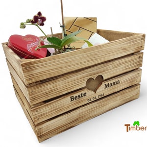 Rustikale Geschenkekiste BESTE MAMA Hochbeet Muttertag Geburtstag Geschenk Oma Freundin Vintage Holzkiste Personalisierter Blumenkasten Deko