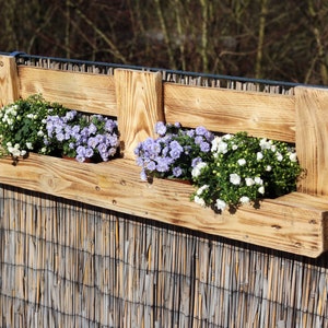 Vintage FLOWER SHELF made from recycled EURO PALLETS Wood Garden Patio Rustic Plant Box Hanging Balcony Terrain Fence Wall Shelf Gift