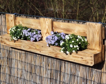 Vintage FLOWER SHELF made from recycled EURO PALLETS Wood Garden Patio Rustic Plant Box Hanging Balcony Terrain Fence Wall Shelf Gift