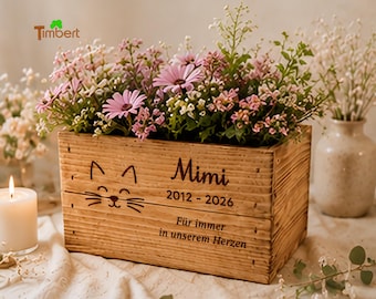 Boîte à souvenirs à planter pour chiens et chats • Souvenir pour animaux de compagnie • Boîte à souvenirs pour animaux de compagnie • Urne funéraire en bois avec gravure • Boîte à souvenirs personnalisée