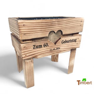 HOCHBEET "Zum Geburtstag" Mutter Oma Eltern Mini-Garten mit Gravur Blumenbeet Pflanzkasten aus Holz GESCHENK zum 30. 40. 50. 60. 70. 80. 90.