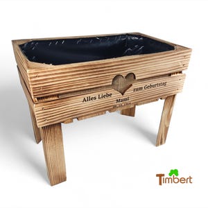 HOCHBEET Alles Liebe zum Geburtstag Mini-Garten Blumenbeet Personalisierbar Massivholz Pflanzkasten GESCHENK MAMA Muttertag Urban Gardening