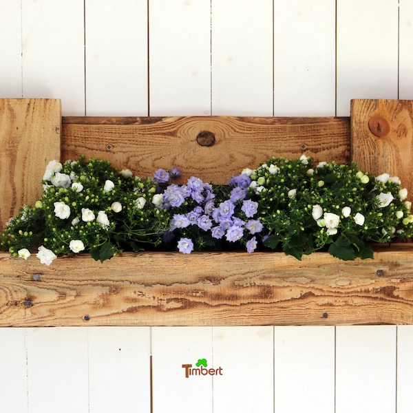 BLUMENREGAL Rustic from PALETTEN Garden Terrace Planting Shelf Recycled Wood Balcony Box Herbs Wall Shelf from Reclaimed Wood Terrain Fence Hanging