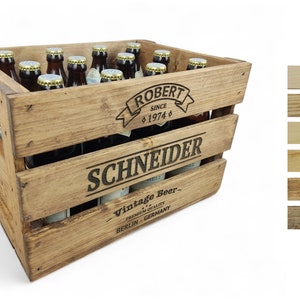 Vintage BEER Crate Personalized Wooden Box for BIRTHDAY Old Drinks Crate BEER Gift for Him Rustic Wooden Beer Box Men Father&#39;s Day