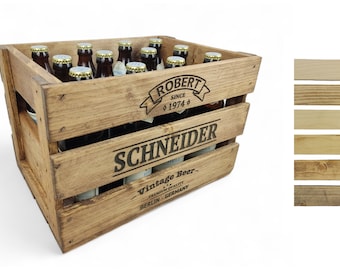 Vintage BEER Crate Personalized Wooden Box for BIRTHDAY Old Drinks Crate BEER Gift for Him Rustic Wooden Beer Box Men Father's Day