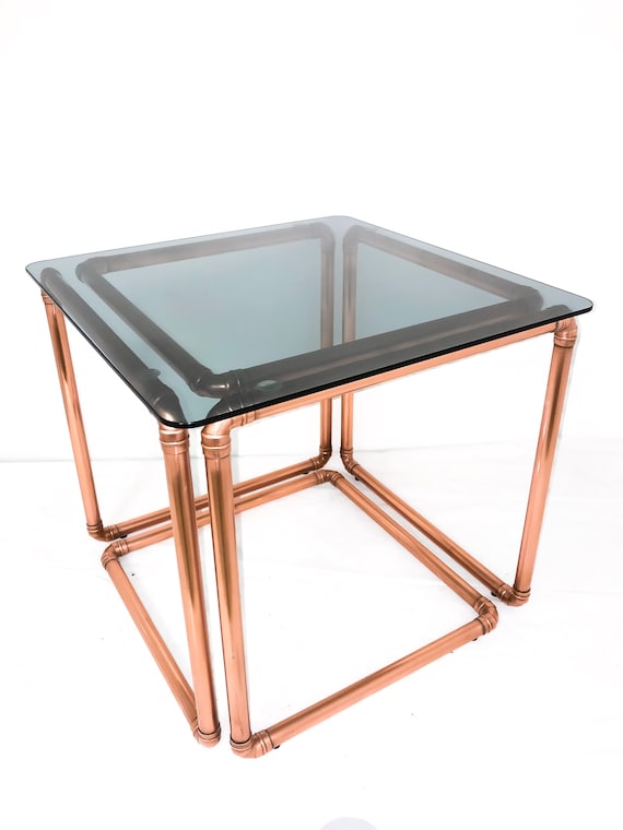 Copper and glass side table discount