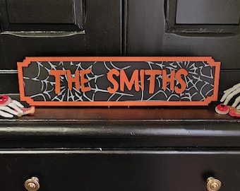 Halloween Personlised Family Name Street Sign- Handmade & Painted