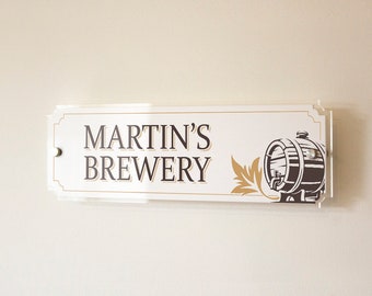 Personalised Beer Barrel Bar Sign - Custom Man Cave Bar Sign - Personalised Bar Sign - Bar Wall Art Decor