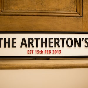 Personalised Family Name Street Sign With EST Date Handmade & Painted Great Wedding Gift image 3