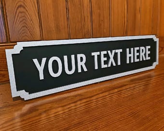 Customisable Street Sign - Personalised with Your Own Text - Gift, wall decoration, sign, wall art, home decoration, Silver & Black