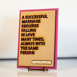 Love Quote, Marriage Advice, Wedding Gift - A Successful Marriage Requires Falling In Love Many Times, With The Same Person Plaque & Stand