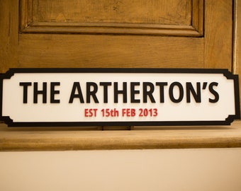 Anniversary Gift, First, 10 year, paper, ruby, golden 25th, 50th, diamond, Est wedding date personalised street sign, handmade.