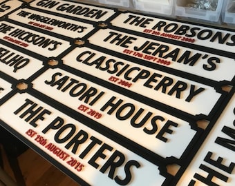 Personalised office workshop Street Sign With EST Date - Handmade & Painted - Great gift