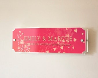 Wedding Gift, Anniversary Gift, Personlised Family Name Street Sign With EST Date, Floral Sign