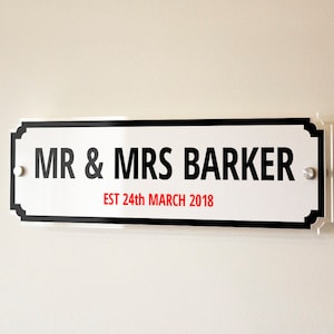 Wedding Gift, Anniversary Gift, Personlised Family Name Street Sign With EST Date