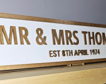 Anniversary Gift, Personlised Family Name Street Sign With EST Date - Handmade & Painted - Great Anniversary Gifts, 50th Anniversary Gifts