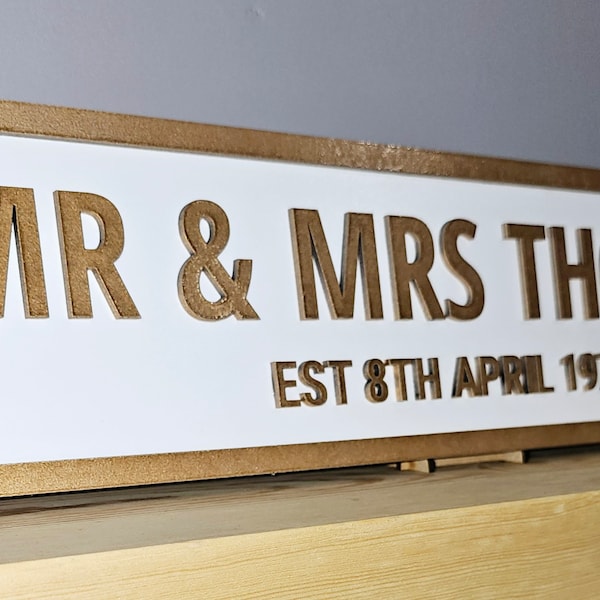 Anniversary Gift, Personlised Family Name Street Sign With EST Date - Handmade & Painted - Great Anniversary Gifts, 50th Anniversary Gifts