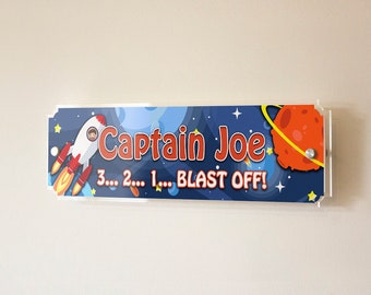 Personalised Space Explorer Bedroom Sign, Nursery Decoration, Custom Kids Sign, Name Sign, Bedroom Wall Art, Kids Bedroom