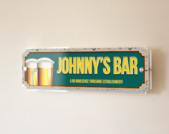 Personalise Name Bar Sign - Custom Man Cave Bar Sign - Personalise Bar Sign - Bar Wall Art Decor - John Smith's Bar Sign